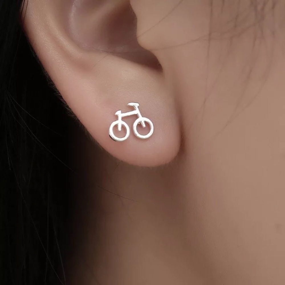 Stainless Steel Bicycle 🚲 Stud Earrings - Picture 3 of 3